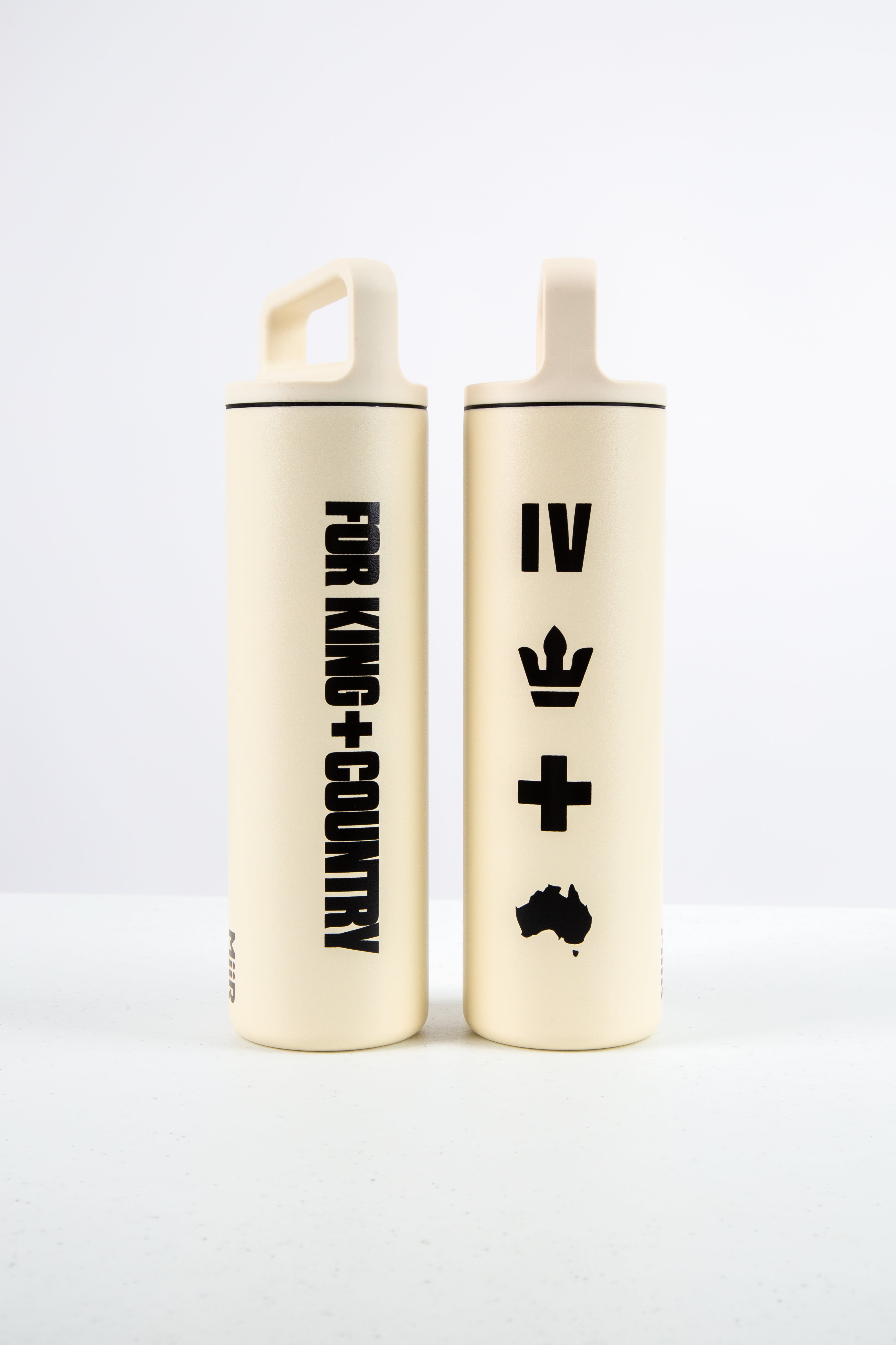 for KING + COUNTRY symbols cream water bottle screw cap Miir bottle double sided print